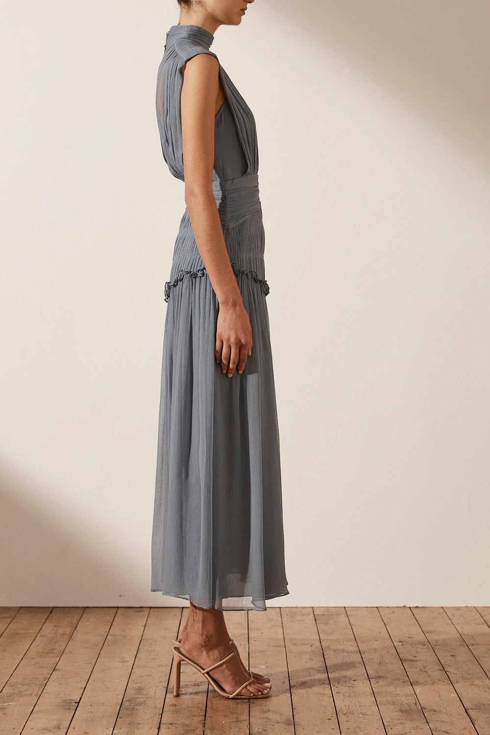 Kayla High Neck Midi Dress | Blue Smoke ...